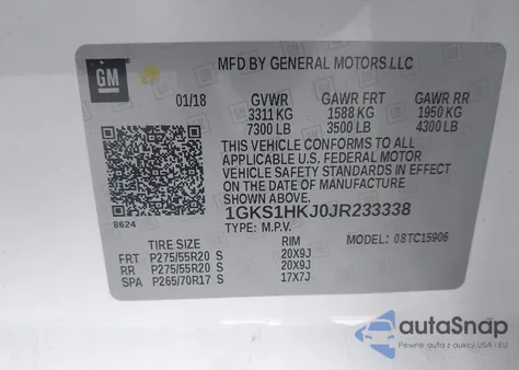 2018 GMC Yukon Xl Denali from USA, damaged, VIN 1GKS1HKJ0JR233338